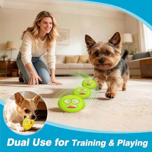 1.5” Squeaky Soft Rubber Football Dog Toy, Bouncy Chew Ball for Tiny Mini Small Breed Puppies (X-Small)
