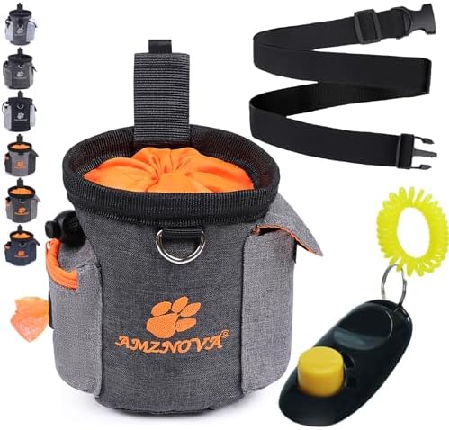 AMZNOVA Dog Treat Pouch Treatnow Dog Treat Bag, 3 Cups, Heather Black