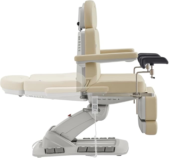 Dir Medical Spa Chair 4-Motor Electric Medical Examination Room Table with Stirrups Spa Beauty Bed Esthetician Chair Facial Bed with Position Memory Function Geneva