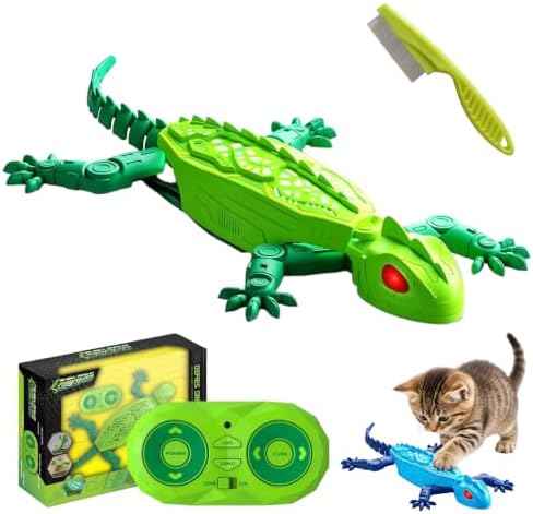 Gecko Rush Cat Toy, Remote Control Wall Climbing Cat Toy for Indoor，Green