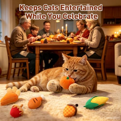 CiyvoLyeen Plush Thanksgiving Catnip Toys for Indoor Cats 6 Pack
