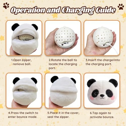 Interactive Dog Toy, 3 Modes Bouncing Talking Squeaky Dog Toy(Panda)