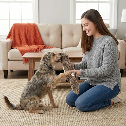 SPOT Skinneeez Extreme Quilted Squirrel- Durable, Stuffing Free Dog Toy with 4 Layers of Diamond Stitched Fabric & 2 Squeakers- Ideal For Small & Medium Aggressive Puppies and Dogs- 14in