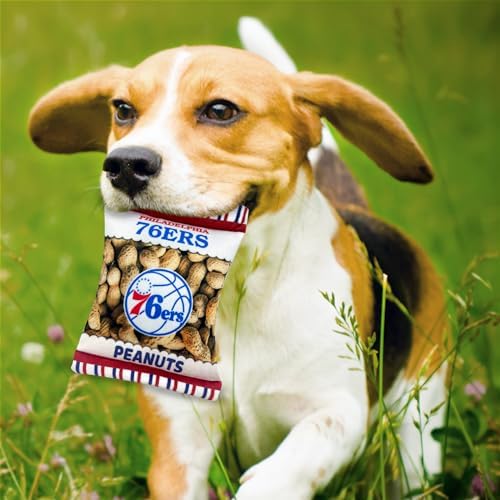 Pets First NBA Philadelphia 76ers Crinkle FINE Plush Dog & CAT Squeak Toy - Cutest Stadium Peanuts Snack Plush Toy for Dogs & Cats with Inner Squeaker & Beautiful Basketball Team Name/Logo