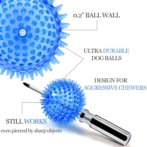 2.5" Squeaky Dog Toy Balls for Small & Medium Dogs – Durable Rubber Chew Toys for Teething Puppies, Spiky Teeth Cleaning Ball with 8 Colors