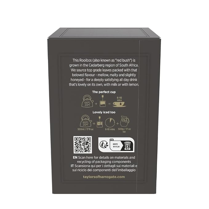 Taylors of Harrogate Rooibos Tea, Individually Wrapped Bags, 20 Count (Pack of 6), Mellow, Malty, and Slightly Honeyed, Caffeine-Free, Enjoy Hot or Iced, 120 Teabags