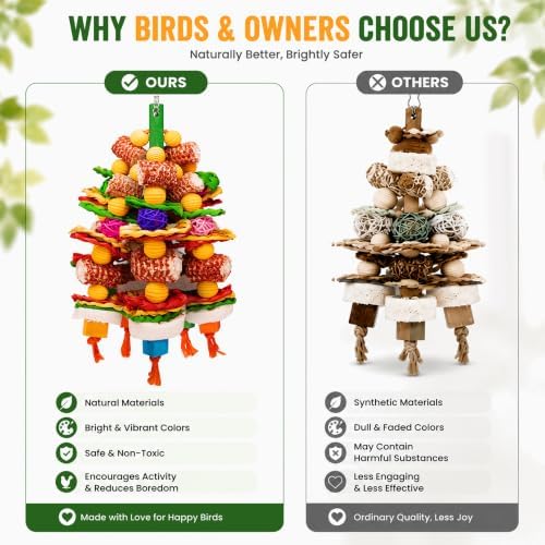 Bird Toys Natural Corn Cob Loofah Chew Toys for Small Medium Parrots