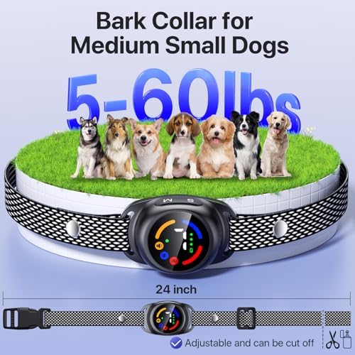 Bark Collar for Small Medium Dogs, Dog Bark Collar with Beep Vibration, IP67 Waterproof Rechargeable Barking Collar with 7 Adjustable Sensitivity (Classic Black, Small)