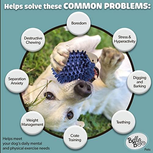 Bella Boo Pets Interactive Dog Toy for Strong Chewers - Freddy The Hedgehog Blue All-in-One Treat Ball + Food Dispensing Slow Feeder Dog IQ Puzzle + Dog Crate Toy for Medium and Large Breed Dogs
