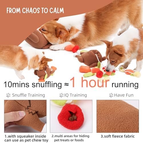 Thanksgiving Turkey Dog Toy, Interactive Hide & Seek Plush Turkey Stuffed Animal, Enrichment Toys for Dogs with Colorful Pull-Out Veggies, Funny Squeaky, Mental Stimulation & Boredom Relief