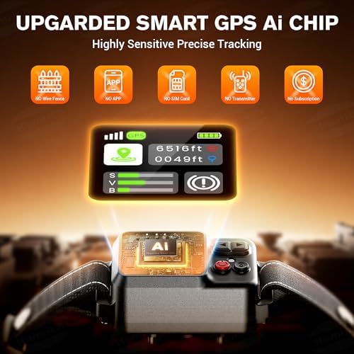 GPS Wireless Dog Fence Collar with 4 Modes, Adjustable Radius 49-6561ft