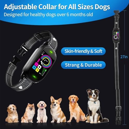 Dog Bark Collar, Bark Collar for Small Medium Large Dogs, Smart AI Dual Recognition Anti Bark Collar, Rechargeable Automatic Stop Dog Barking Collars with 3 Adjustable Shock Modes Activated