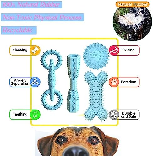 4-Pack Soft Rubber Puppy Teething Toys for 2-8 Months Puppies,Blue