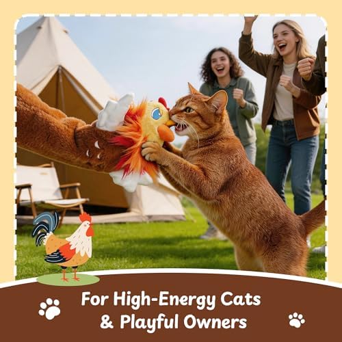 Cat Wrestling Glove, 22 inch Cat Puppet Wrestler with 3 Catnip Pouches & 3 Layer Resistant Protection, Interactive Cat Toy with Removable Bell for Boredom Relief & Mental Stimulation, Chicken