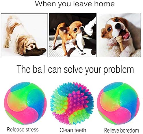 4 pcs Light Up Dog Balls,Flashing Elastic Ball,Glow Ball,Glow in The Dark Interactive Pet Toys for Aggressive Chewers,Puppy, Cats, Dogs