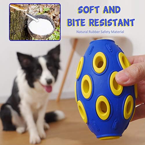 Treat Dispensing Dog Toys - Squeaky Dog Toys for Aggressive Chewers - Tough Interactive Fetch Tennis Balls Toys for Medium Large Breed