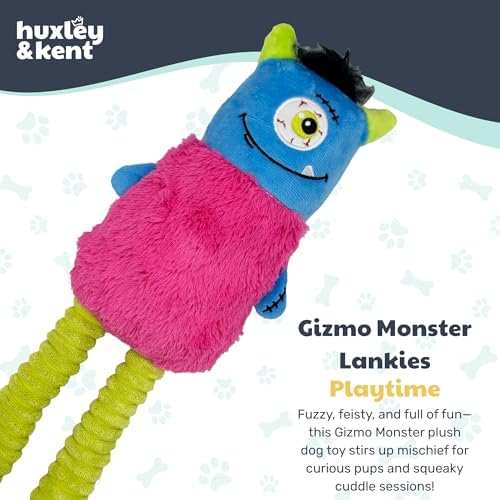 Huxley & Kent Funny Dog Toy w/Squeaker – Halloween Power Plush Squeaky Dog Toys for Small, Medium, Large Dogs – Soft Stuffed Animal for Indoor Play & Fetch - Lankies Gizmo Monster, One Size