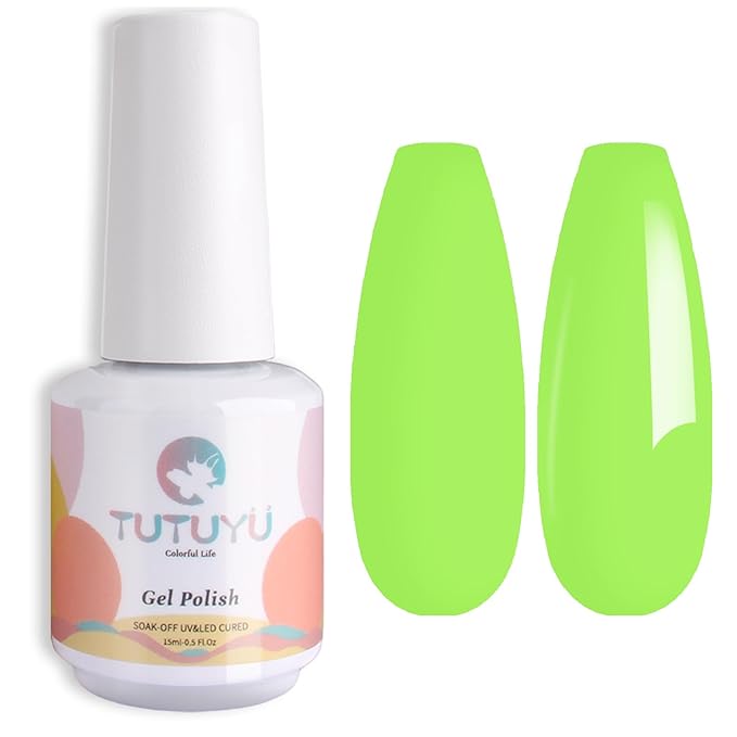 Neon Lemon Green UV/LED Soak Off Gel Polish, 15ml Bright Nail Polish for Manicure Salon or DIY Nail Art at Home, Summer Color Kit Gift for Women Girls - GP0087
