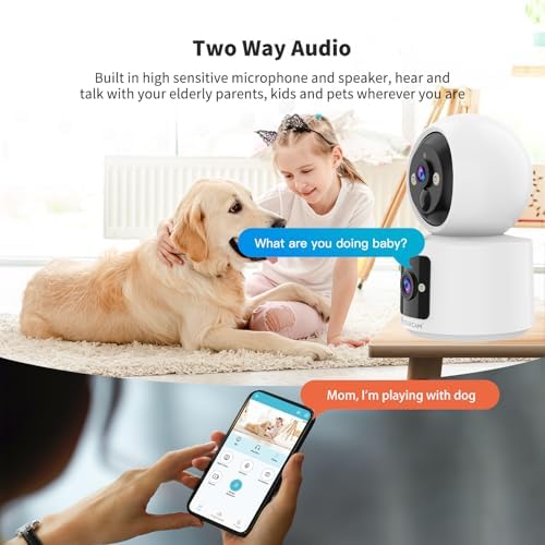 VSTARCAM 2 Lens 2K Indoor Camera with Micro SD Card 64 GB, One-Tap Call, PIR Motion Detection, Color Night Vision, Two-Way Audio