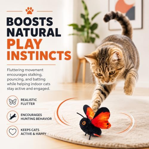 Smart Sensing Flapping Butterfly Toy Interactive Cat Teaser Toy，1pc C