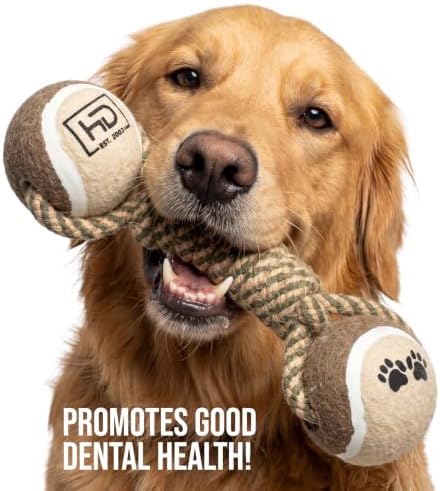 Tennis Ball Rope Toy for Dogs, 2-in-1 Fetch & Tug Chew Toy, Tug of War Toy
