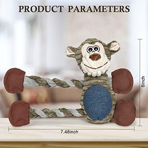 BUYPOW Dog Toys for Large Dog - Plush Squeaky Medium & Small Dog Toys - Stuffed Animals Puppy Toys - Funny Cute Dog Toys for Dog Birthday Presents (Monkey)