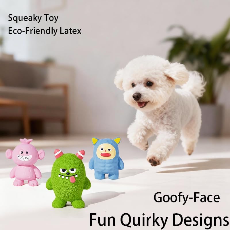 Mikivery Dog Chew Toys Tough Squeaky Latex Toy, for Aggressive Chewers