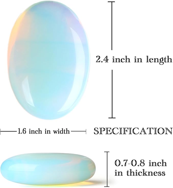 MAIBAOTA 2.4" Large Opalite Crystal Opal Stone Polished Palm Stone Healing Crystals 0.7" Thick Natural Reiki Gemstone Worry Stone Energy Balancing Anxiety Stress Relief Meditation 1 Pc