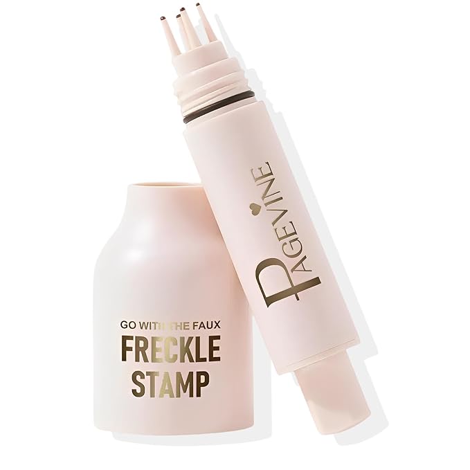 Freckle Stamp Pen,Fake Freckles Stain Marker Pencil Tool for Natural Lifelike Sunkissed Face Freckle Makeup for Waterproof and Long-Lasting,Quick Dry 5-Point Faux Freckle Stamp Cushion, 04 Espresso