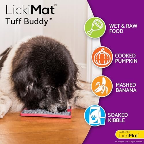 LickiMat Tuff, Heavy-Duty Buddy, Dog Slow Feeder Lick Mat, Boredom Anxiety Reducer; Perfect for Food, Treats, Yogurt, or Peanut Butter, Fun Alternative to a Slow Feed Dog Bowl, Orange