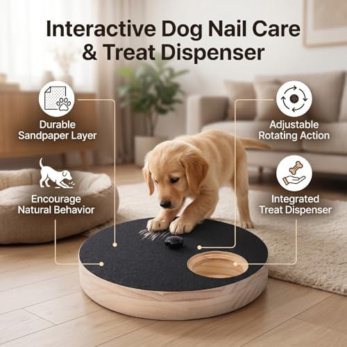 Yosoo Rotating Dog Nail File Scratch Board with Treat Dispenser for Safe Nail Care and Natural Scratching Behavior