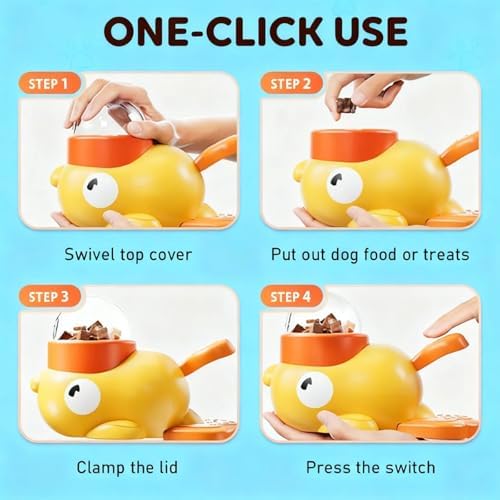 Cat Treat Toy, Duckie Puzzle Cat Feeder, Duck Treat Dispenser for Cats, Cat Treat Dispenser, Slow Feeder Interactive Puzzle Toy for Small Medium Pets, with Brush