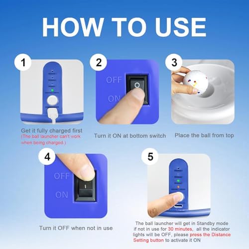 MEKAPLE Automatic Dog Ball Launcher, Upgraded Interactive Dogs Balls Thrower for Small Dogs, Distance Adjustable Mental Stimulating Dog Toys with 4 Durable Etpu Balls 2.2 Inch (Blue)