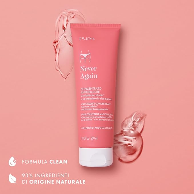PUPA Milano Never Again Anticellulite Concentrate - Prevents Reappearance Of Cellulite - Fights Imperfections - Long Lasting - Blend Of Vegetable Extract - Dermatologically Tested - 8.4 Oz Cream