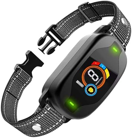 Dog Bark Collar with Sound, Vibration & Optional Shock – Smart Bark Recognition, Color Display, Adjustable Sensitivity, IP67 Waterproof, Rechargeable, No Bark Training Device