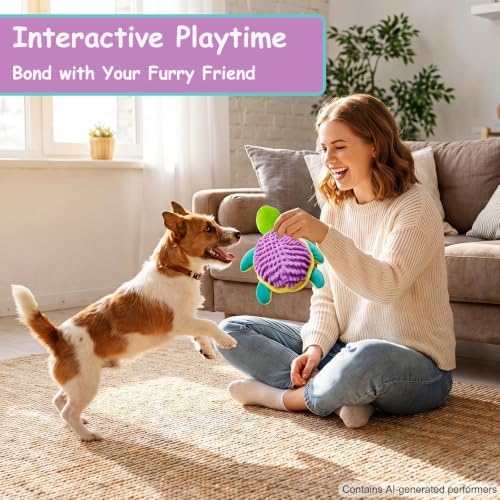 Squeaky Plush Turtle Dog Toy – Interactive Chew & Cuddle