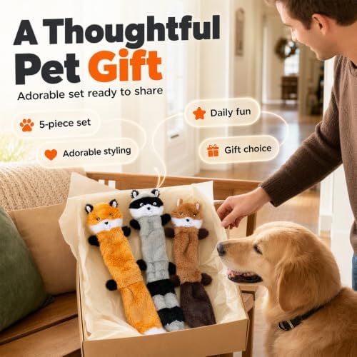 Durable Squeaky Dog Toys for Aggressive Chewers, Indestructible Stuffed Dog Toy for Small Medium Large Dogs, Interactive Chew Teething Puppy Toy for Indoor Outdoor Play (Orange)