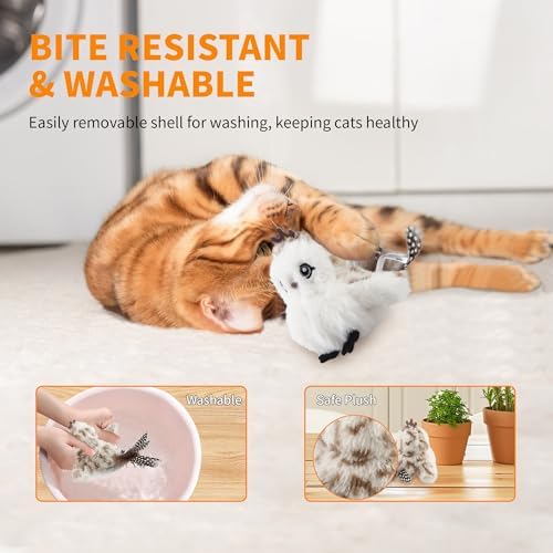 Gigwi Flapping Bird Cat Toys Lifelike Sandpiper Chirp Tweet Interactive Cat Toy, Rechargeable Motion Activated Cat Toys For Bored Indoor Adult Cats, Electronic Automatic Cat Toy With Catnip (prince)