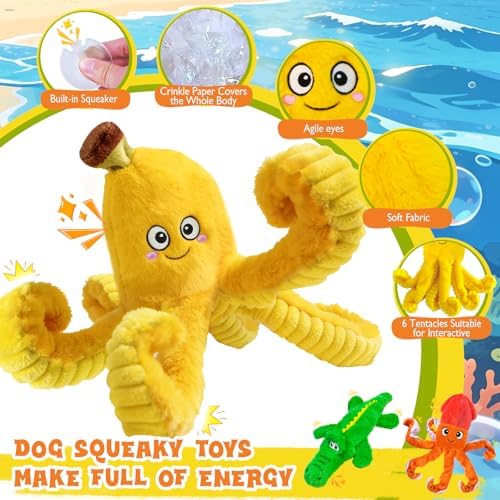 WOWBALA No Stuffing Squeaky Dog Toys, 3 Pack Plush Chew Toys