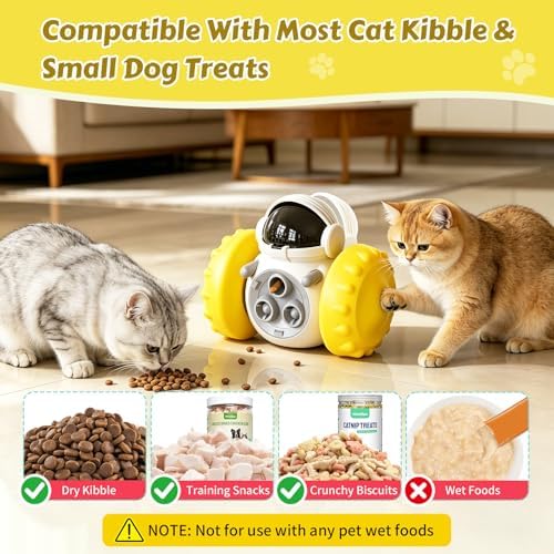 Cat Wobble Treat Dispenser Puzzle Toys Interactive Slow Feeder Snack Enrichment Fun Sliding Rolling Exercise & Distribution Toy for Indoor Cats, Small and Medium Dogs