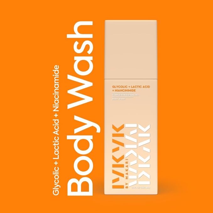 MAKARI IYKYK Gentle Exfoliating Body Wash 2 Pack | Glycolic & Lactic Acid Cleanser with Niacinamide | Smooths Dry Skin for Radiant-Looking Results | Vegan & Fragrance-Free