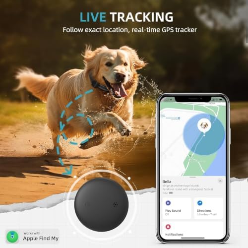 GPS Tracker for Dogs (iOS Only) Pet Activity Tracker, GPS Cat Tracker | No Monthly Fee, Compatible with Apple Find My, Anti-Lost, Finder Tag for Vehicles/Pets/Kids/Items (1 Pack)