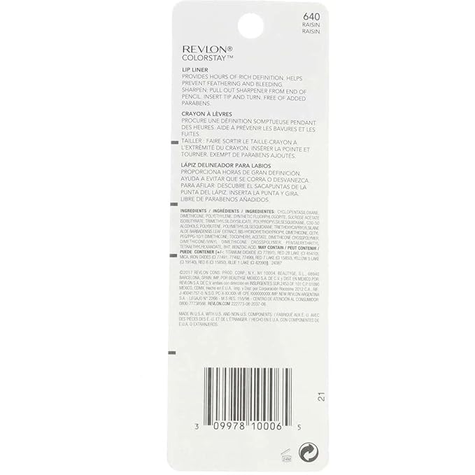 REVLON ColorStay Lipliner with SoftFlex, Raisin 640, 0.01 Ounce (Pack of 2)