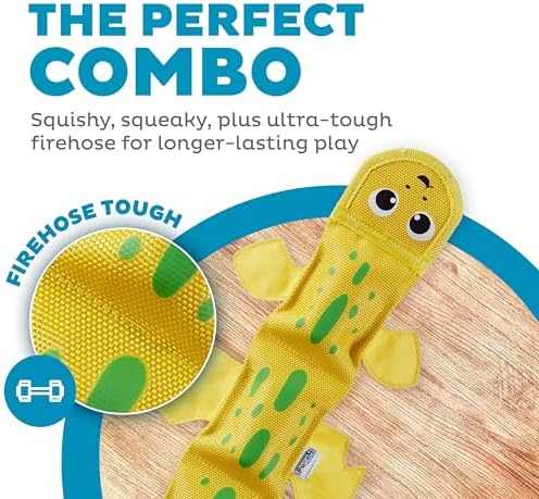 Outward Hound Fire Biterz Lizard Tough Chew Dog Toy, Plush & Squeaky, 24"