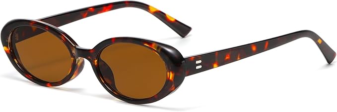 Breaksun Retro Oval Sunglasses for Women Men Fashion Small Oval Sunglasses 90s Vintage Shades