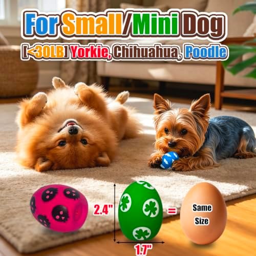 HOLYSTEED Latex Squeaky Dog Toys for Small Dogs, Mini Breed, 1.7" Oval Ball