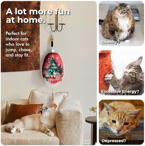 OtterVerz 11 Interactive Cat Toys for Indoor Cats, Automatic Concealed Hide and Seek Hanging Feather Cat Toy, Rechargeable Motion-Activated Enrichment Toys for Bored Adult Cats (Tree Pattern)
