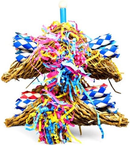 Bonka Bird Toys 3123 Duo Mini Taco Bird Toy Parrot cage Medium Conure Forage African Grey Shred Treat Chewing Paper Quaker Preen Accessories Amazon Supplies Seagrass Bamboo