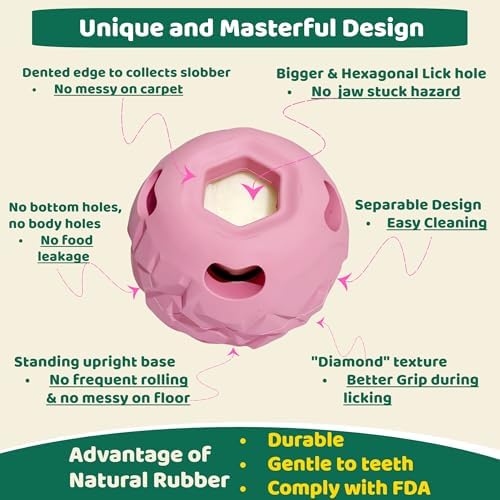 Large Pink Frozen Treat Ball, Interactive Anxiety Relief Puzzle Chew Toy