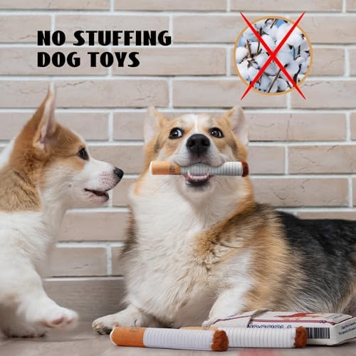 Nocciola Squeaky Sounds Puff Stick Dog Toys, Funny Interactive Plush Pitbull Husky Frenchie Pug Puppy Toys for Small to Medium Breed, Dog Accessories Boy Gifts- CHEWGARETTE